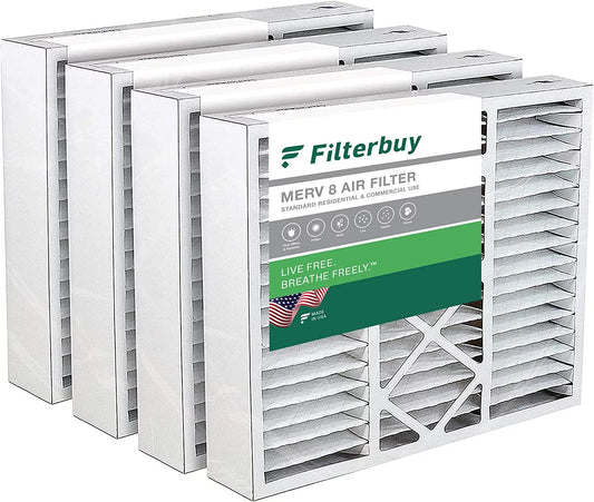 Filterbuy 16x20x5 MERV 8 Pleated HVAC AC Furnace Air Filters for Honeywell FC100A1003 (4-Pack)