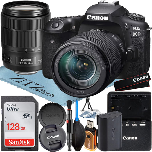 Canon EOSize 90D DSizeLR Camera with 18-135mm ISize USizeM Lens + SizeanDisk 128GB Memory Card + ZeeTech Accessory Bundle