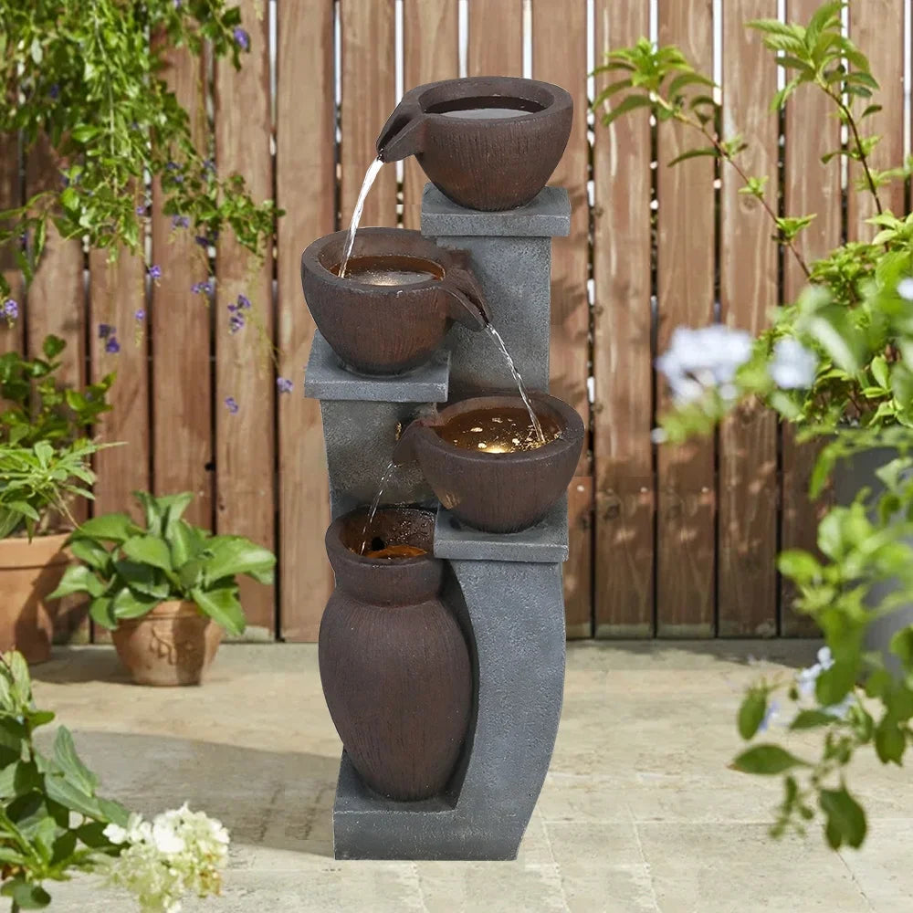 Outdoor Water Fountain with LED Lights - 22.0 - Elevate Your Outdoor Ambiance