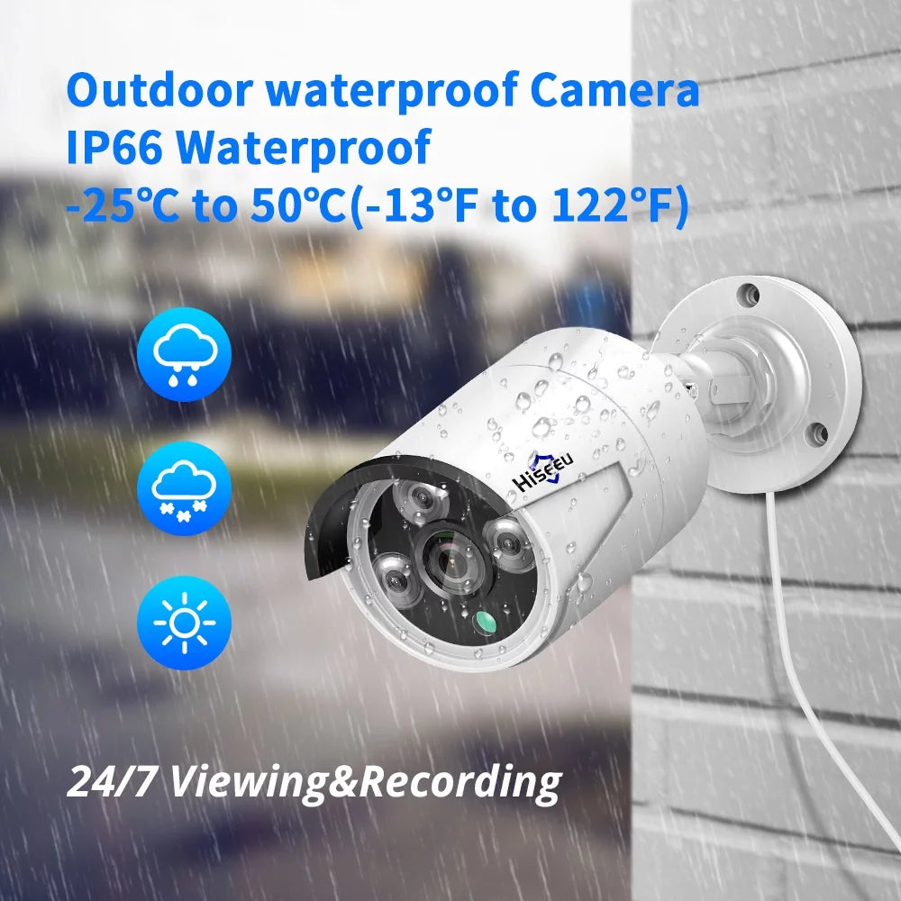 Anself 5MP Sizeuper POE Camera with Audio Night Motion Detection Remote Access IP66 Waterproof