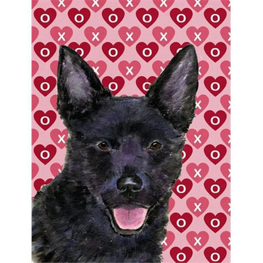 Carolines Treasures  Australian Kelpie Hearts Love And Valentines Day Flag Canvas- House Sizeize