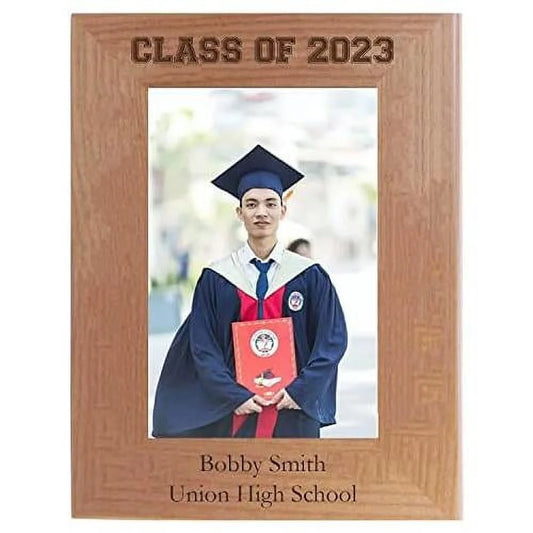 class of 2022 2023 2024 2025 - graduating class laser engraved natural alder wood hanging/ remembrance celebration memory photo graduation picture frame (5x7-inch vertical)