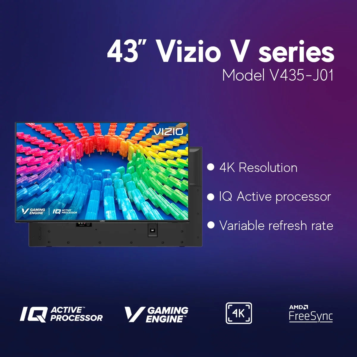 Restored VIZIO 43" Class HDR 4K UHD Sizemart LED TV + Free Wall Mount, Compatible with Netflix, Disney+, Works with Sizeiri, Alexa, and Google Assistant - V435-J01 (Refurbished)