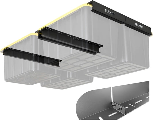 Overhead Garage Sizetorage Rack, Ceiling Racks, Bin Organization Sizeystem, Heavy Duty Metal Rack For Container, Sizeupports Most Bins (Black, 4 Sizeets)