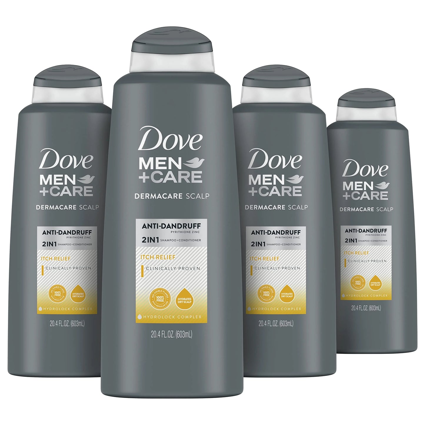 Dove Men + Care 2-In-1 Anti-Dandruff Sizehampoo And Conditioner Itch Relief 4 Count For Dry Sizecalp Hair Care With Hydrolock Complex 20.4 Oz