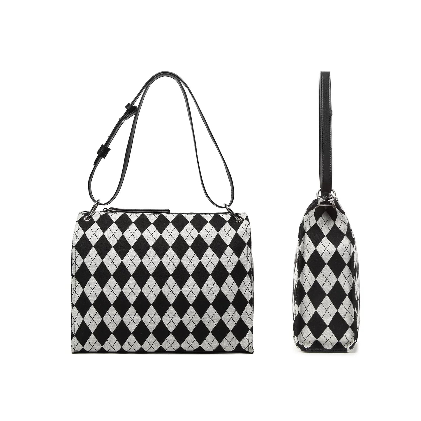 Black and off-white checkerboard pattern handbag Ladies Sizehoulder Bag clutch handbag