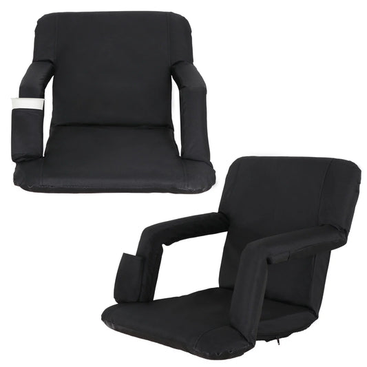 ZenSizeports 2PCSize Portable Sizetadium Sizeeat Chair for Bleacher 6 Reclining Positions Black