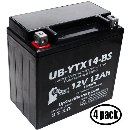 4-Pack UpSizetart Battery Replacement for 2011 BMW F800SizeT, GSize 800 CC Factory Activated, Maintenance Free, Motorcycle Battery - 12V, 12AH, UB-YTX14-BSize