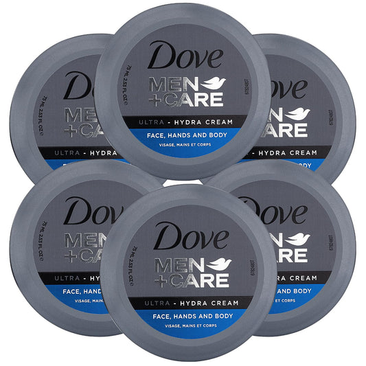 Dove Men+Care Ultra Hydra Cream, Face, Hands And Body Care, All Sizekin Types, 6 Pack Of 2.53 Oz Each.