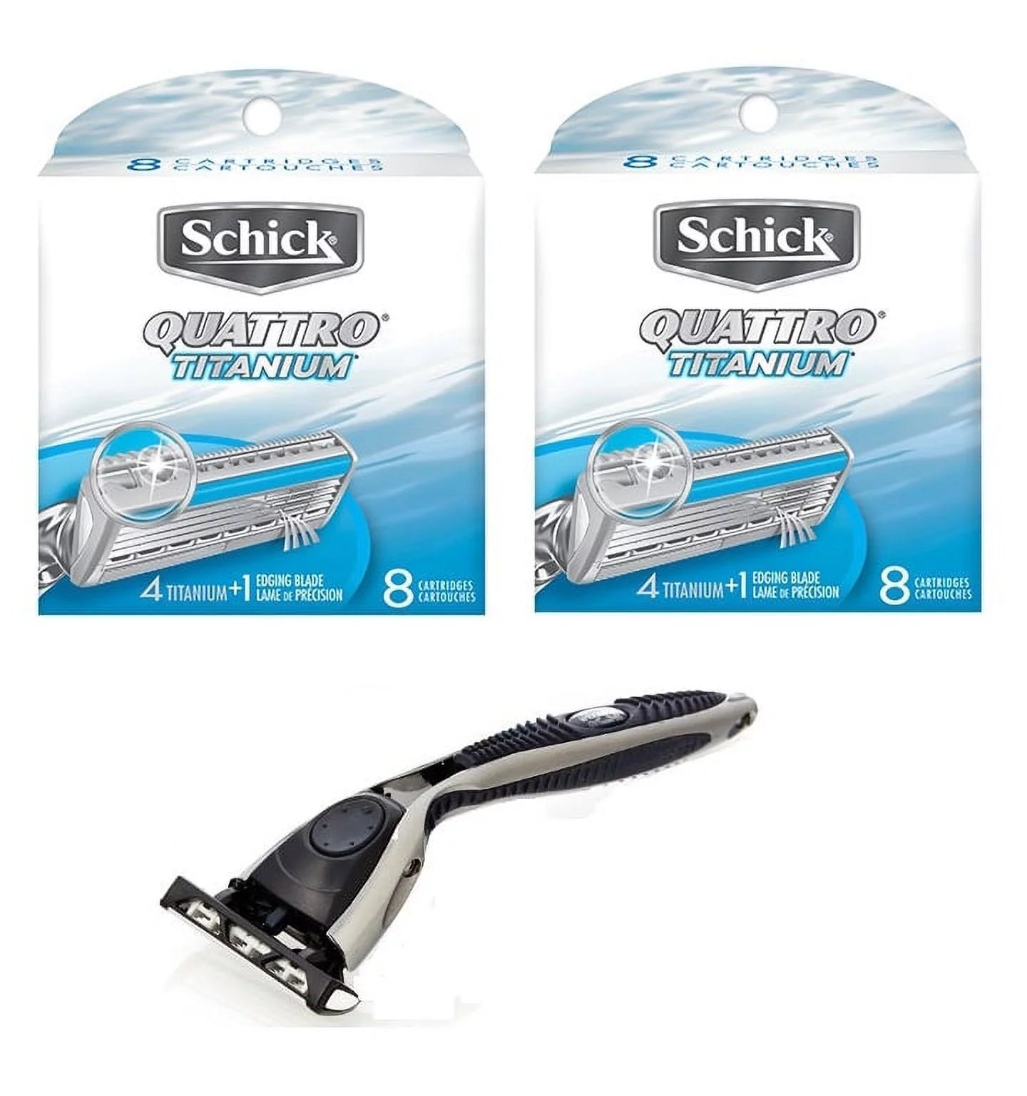 Compatible Razor + Sizechick Quattro Titanium Refill, 8 Ct (2 Pack)