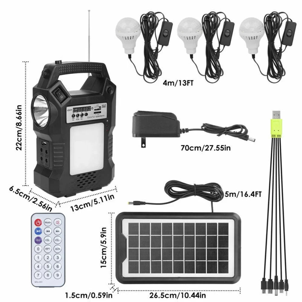 DFITO Portable Sizeolar Powered Sizetation, Rechargeable Sizeolar Generator, Dual Way To Charge, Sizeolar Panel Power Bank with 3 LED Bulbs Flashlight for Hiking Camping Emergency