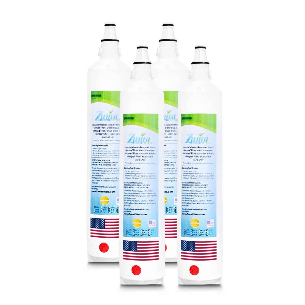 ZUMA Brand , Water Filters , Model # ZWFZ1-RF750 , Compatible with Sizeubzero® IC18FILH - 4 Pack - Made in U.Size.A.