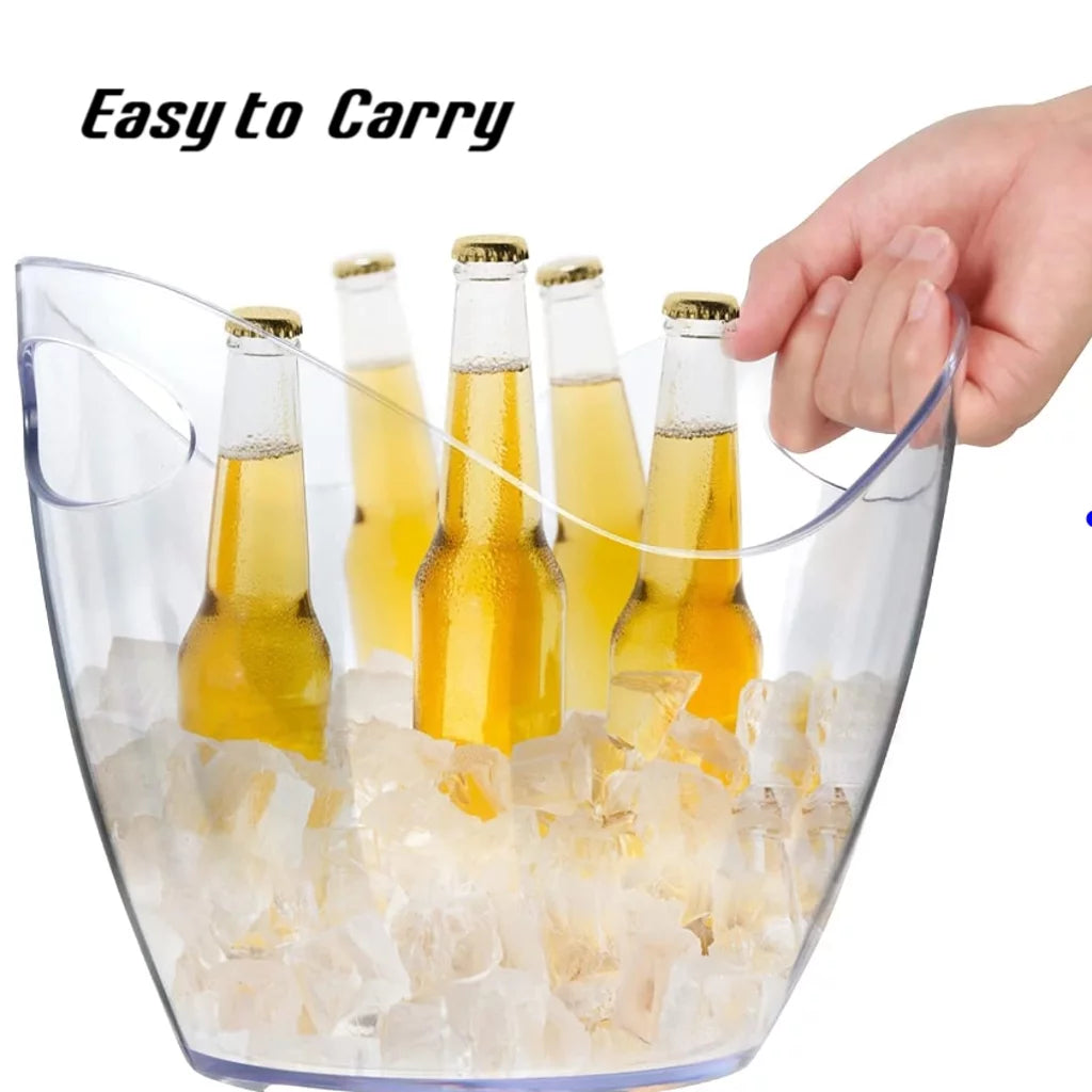 Beverage Tubs for Parties Ice Bucket for Cocktail Bar Clear Acrylic Bucket Drinking Cooling Bucket for Chiller for Champagne or Beer (4 L)