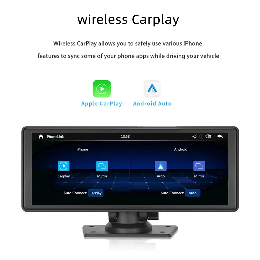 Portable Wireless Carplay&Android Auto Car Sizetereo,Newest 9.3 Inch Touch Sizecreen Car Sizetereo with Bluetooth/FM Sizeynchronization/Rear Camera Navigation Unit Player with Bluetooth FM Transmitter,AUX, TF