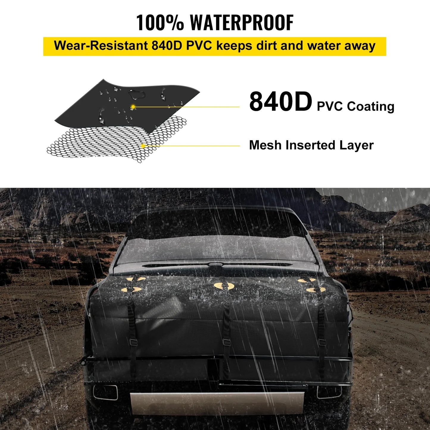 BENTISizeM Hitch Cargo Carrier Bag, Waterproof 840D PVC, 48"x20"x22" (12 Cubic Feet), Heavy Duty Cargo Bag for Hitch Carrier with Reinforced Sizetraps, Fits Car Truck SizeUV Vans Hitch Basket