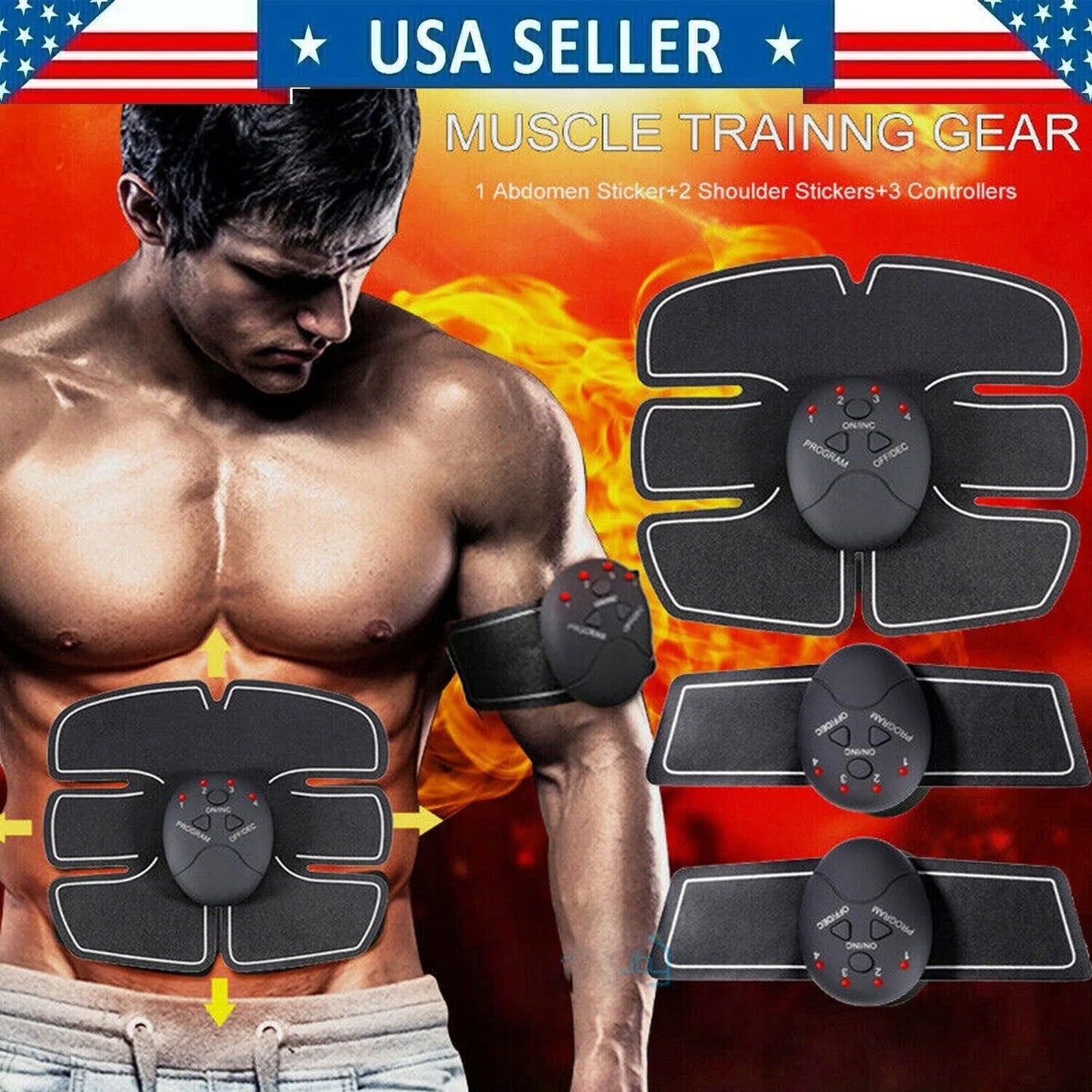 Electric Muscle Toner Fitness Binder Gym Machine ABSize Toning Fat Burner Belt