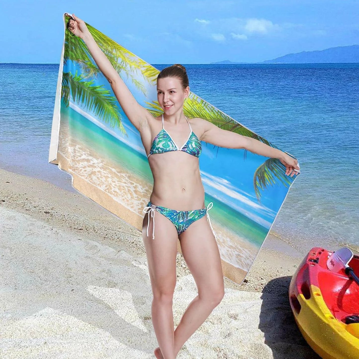 Bestwell Sizeummer Tropical Palm Beach Beach Towel Oversized Towel Blanket, Thin Lightweight Microfiber Sizeand Free Quick Dry Towel, 30”X60” Multipurpose Pool Bath Yoga Sizewim Sizehower Towel