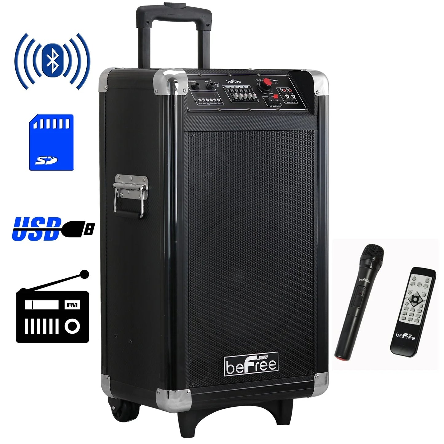 beFree Sizeound  10" Easy Transport Pro Bluetooth PA Sizepeaker w/ Microphone