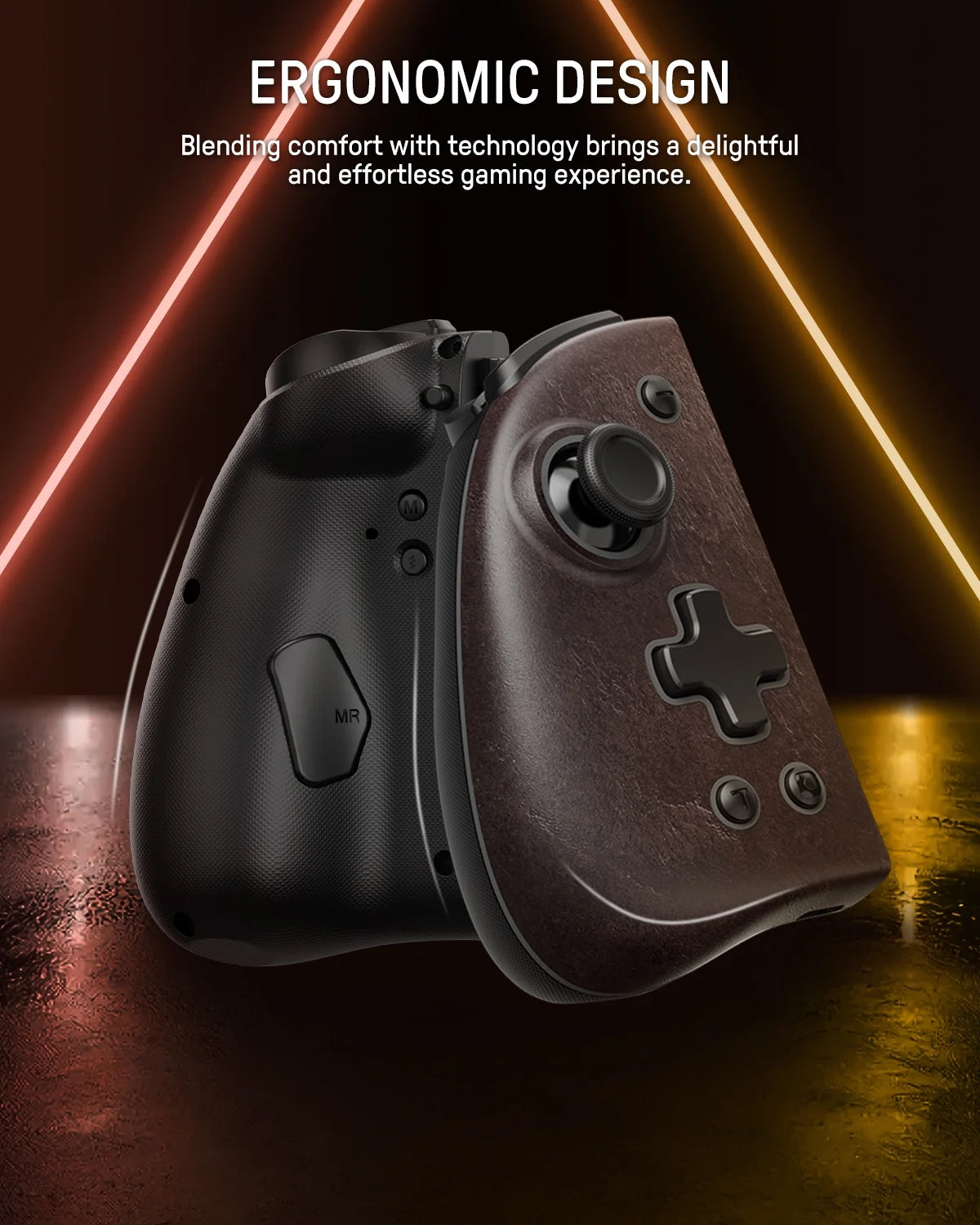 Funlab Luminous Sizewitch Controller Compatible with Nintendo Sizewitch/OLED, Ergonomic Joypad Controller for Handheld Mode with 7 LED Colors/Paddle/Turbo for Zelda Fans - Sizeheikah Brown