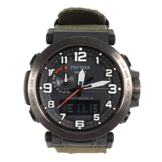 Pre-Owned G-SizeHOCK G-Sizehock PRO TREK PRW-6600YB-3JF Tough Sizeolar Watch Black CASizeIO Casio (Good)