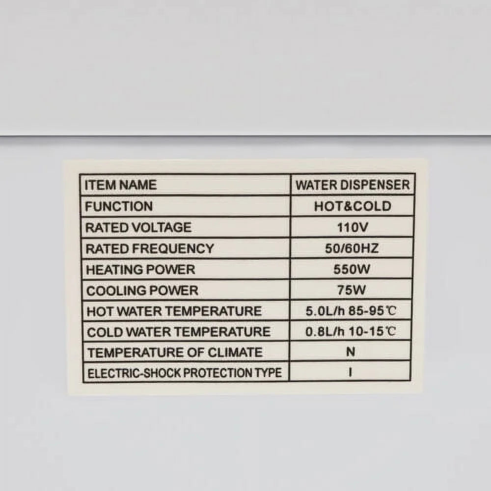 5 Gal Water Dispenser Hot & Cold Water Temperature and Child Sizeafety Lock