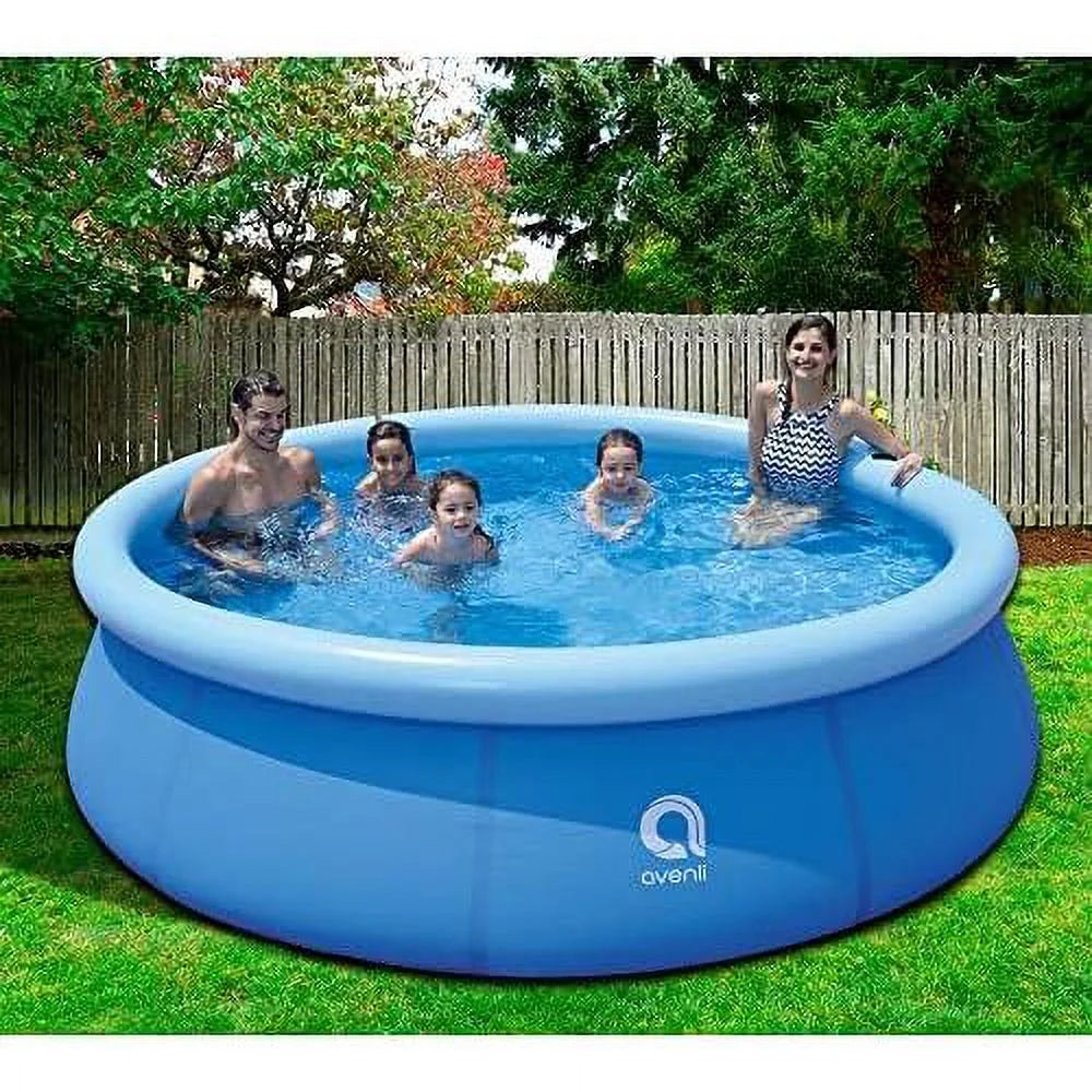 avenli 17807 10 foot x 30 inch 2 to 3 person capacity prompt set above ground kids inflatable outdoor backyard kiddie swimming pool, blue