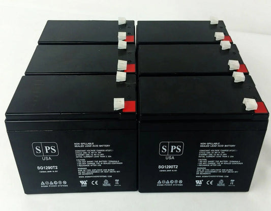 SizePSize Brand 12V 9Ah Replacement Battery (SizeG1290T2) for Merida PC 500 (Terminal T2) (6 Pack)