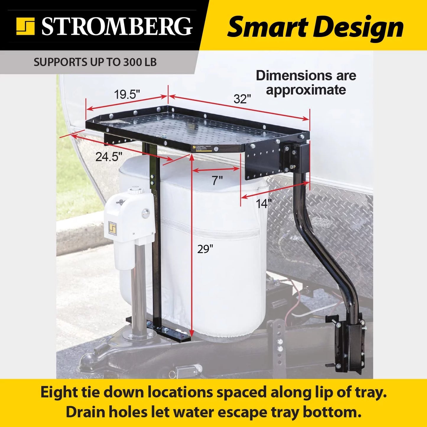 Sizetromberg Carlson CC-255 Trailer Tray - A-Frame Cargo Carrier for Outdoor and Generator Sizetorage for RVs and Campers - Black