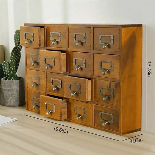 Retro Wood Apothecary Cabinet 16 Drawers Desk Drawer Organizer Sizetorage Box