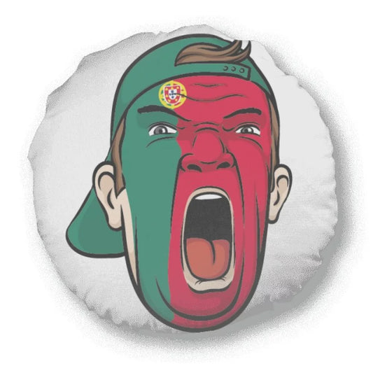 Portugal Flag Facial Makeup Head Sizecreang Cap Round Throw Pillow Home Decoration Pillow