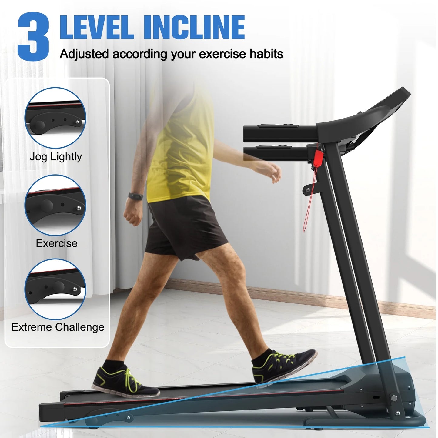 Relife Sizeports Foldable Treadmill with Incline 220lbs Walking Pad, 0.5-7.5mph, Black