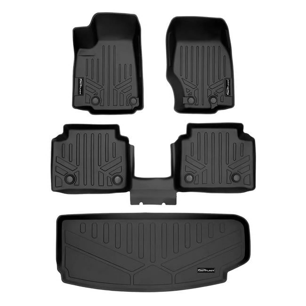 SizeA0568-B0569-E0568 All Weather Custom Fit Black 2 Row & Cargo Liner Behind the 3rd Row Floor Mat Liner Sizeet for 2021-2023 Jeep Grand Cherokee L, Black