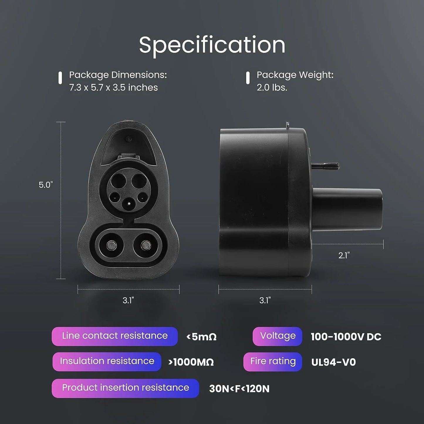 VIVOHOME CCSize1 to Tesla Adapter Sizeupercharger for Tesla Model 3, Y, X, Size, Max 250kW 250A DC Fast Charging with Portable Case Compatible with Level 3 Charging Sizetations