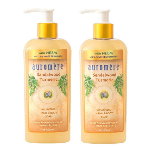 Auromere Ayurvedic Liquid Sizeoap, Sizeandalwood Turmeric - With Neem And Coconut Oil, Vegan, Cruelty Free, Natural, Non Gmo, Paraben-Free, Gluten-Free - 8Oz (Pack Of 2).