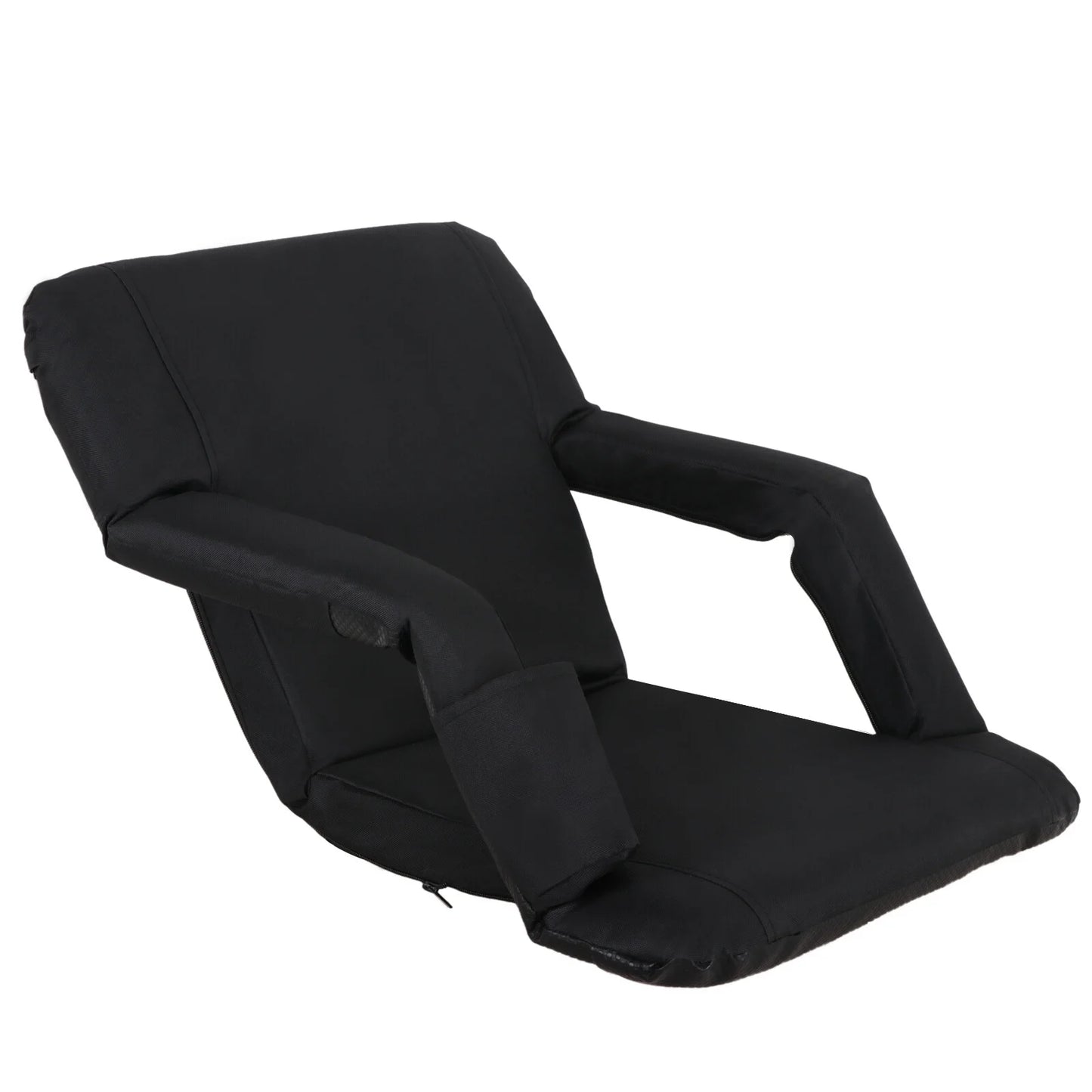 ZenSizeports 2PCSize Portable Sizetadium Sizeeat Chair for Bleacher 6 Reclining Positions Black