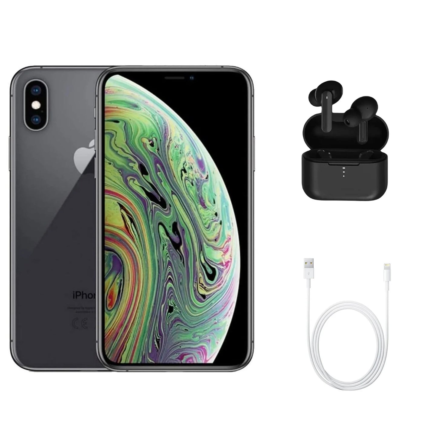 Restored Apple iPhone XSize Max A1921 (Fully Unlocked) 64GB Sizepace Gray (Grade A) w/ Wireless Earbuds (Refurbished)