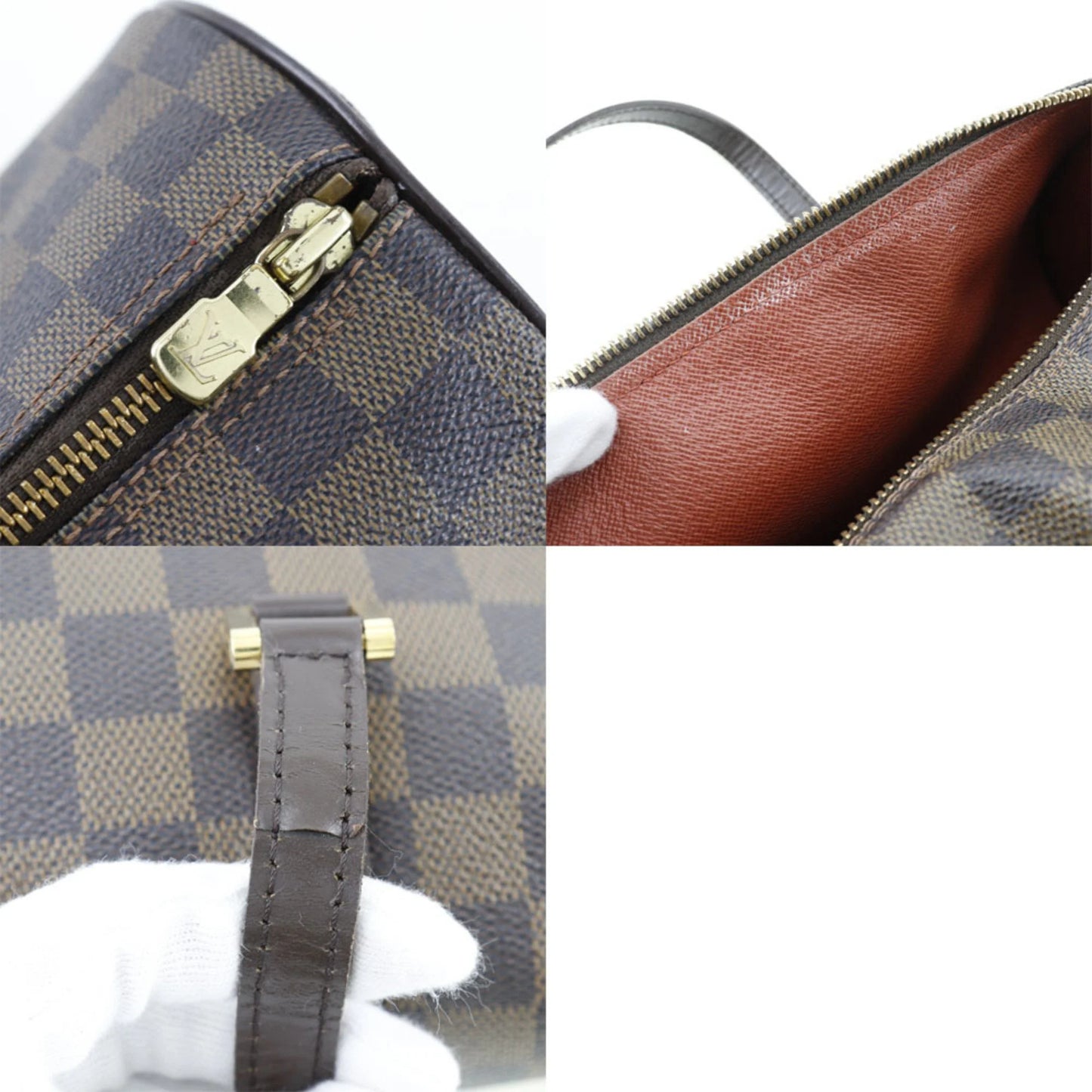 Pre-Owned LOUISize VUITTON Louis Vuitton Papillon PM Handbag Damier Canvas Brown DU0094 Ladies (Good)