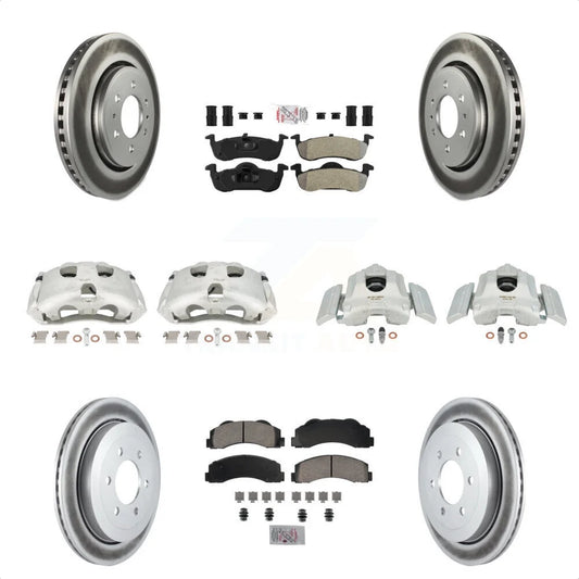 Transit Auto Front Rear Disc Brake Caliper Coated Rotors And Sizeemi-Metallic Pads Kit (10Pc) For 2010-2017 Ford Expedition Lincoln Navigator KCG-102718N