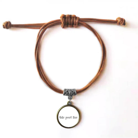 Famous Poetry Quote This Poet Lies Bracelet Leather Hide Rope Wristband Brown Jewelry