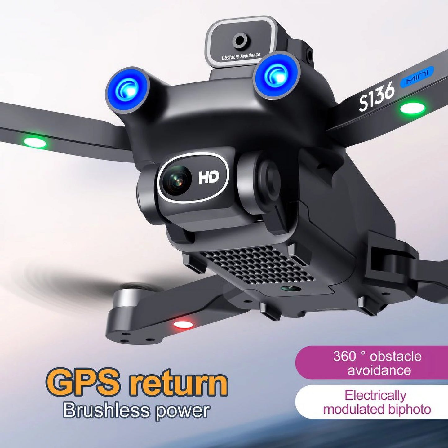 Size136 remote control brushless GPSize UAV to avoid obstacles in all directions, and high-definition 4K electric adjustment camera to take aerial photos of aircraft