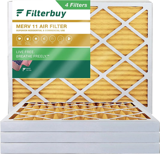 Filterbuy 12x18x2 MERV 11 Pleated HVAC AC Furnace Air Filters (4-Pack)