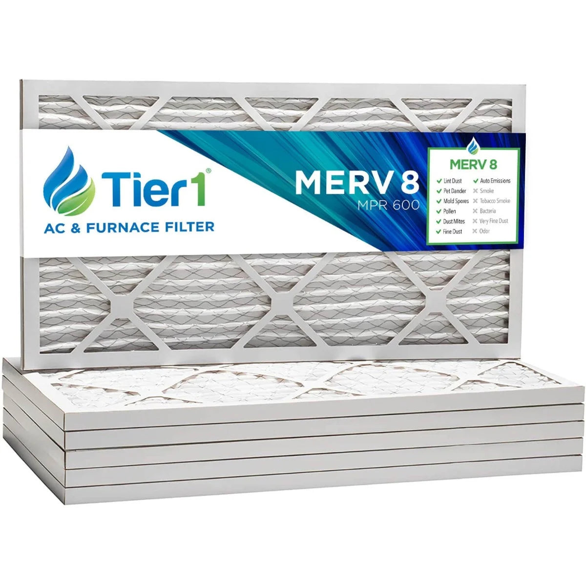 Tier1 16x25x1 Merv 8 Pleated Air/ Furnace Filter - 6 Pack