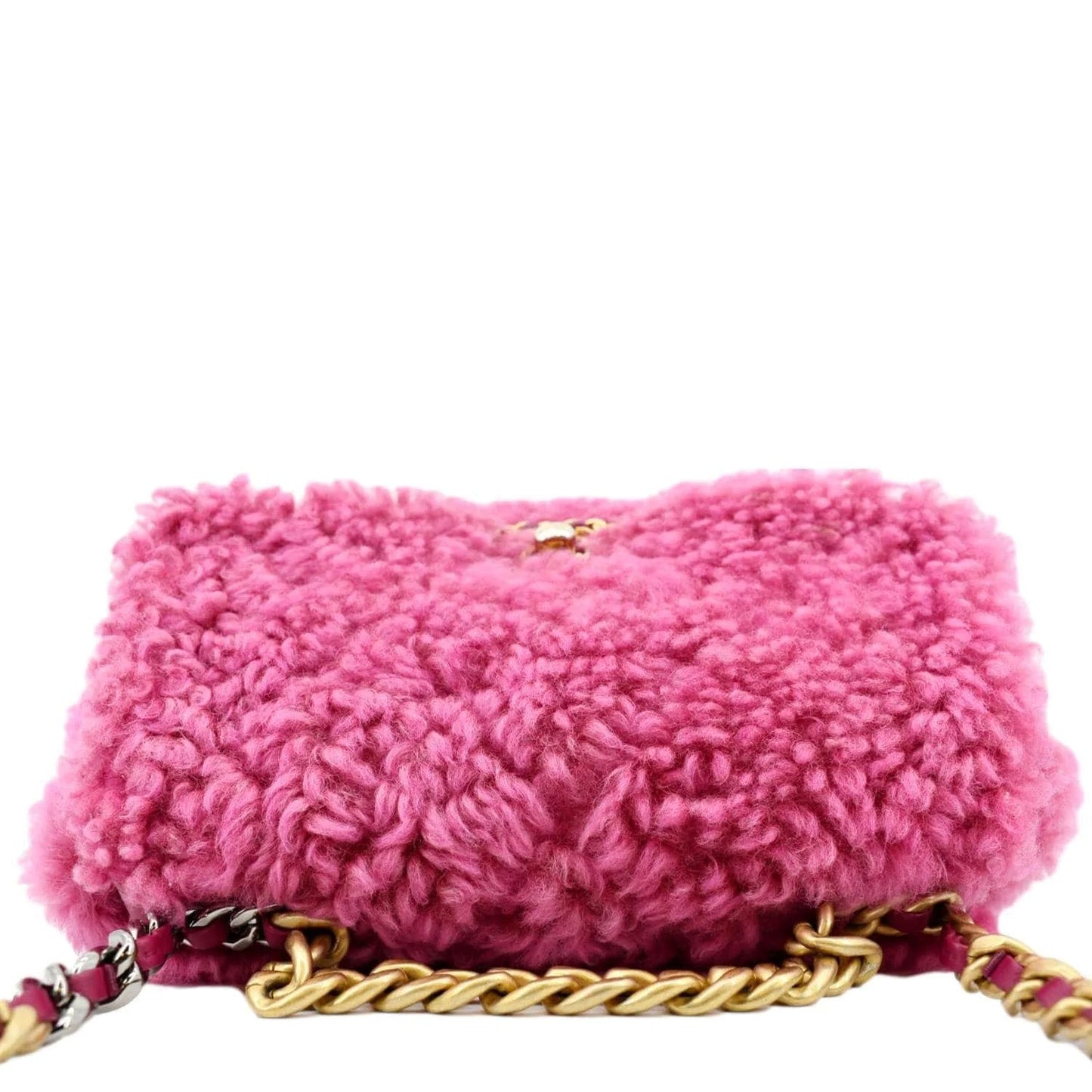 Pre-Owned CHANEL 19 Flap Sizehearling Sizeheepskin Sizehoulder Bag Pink