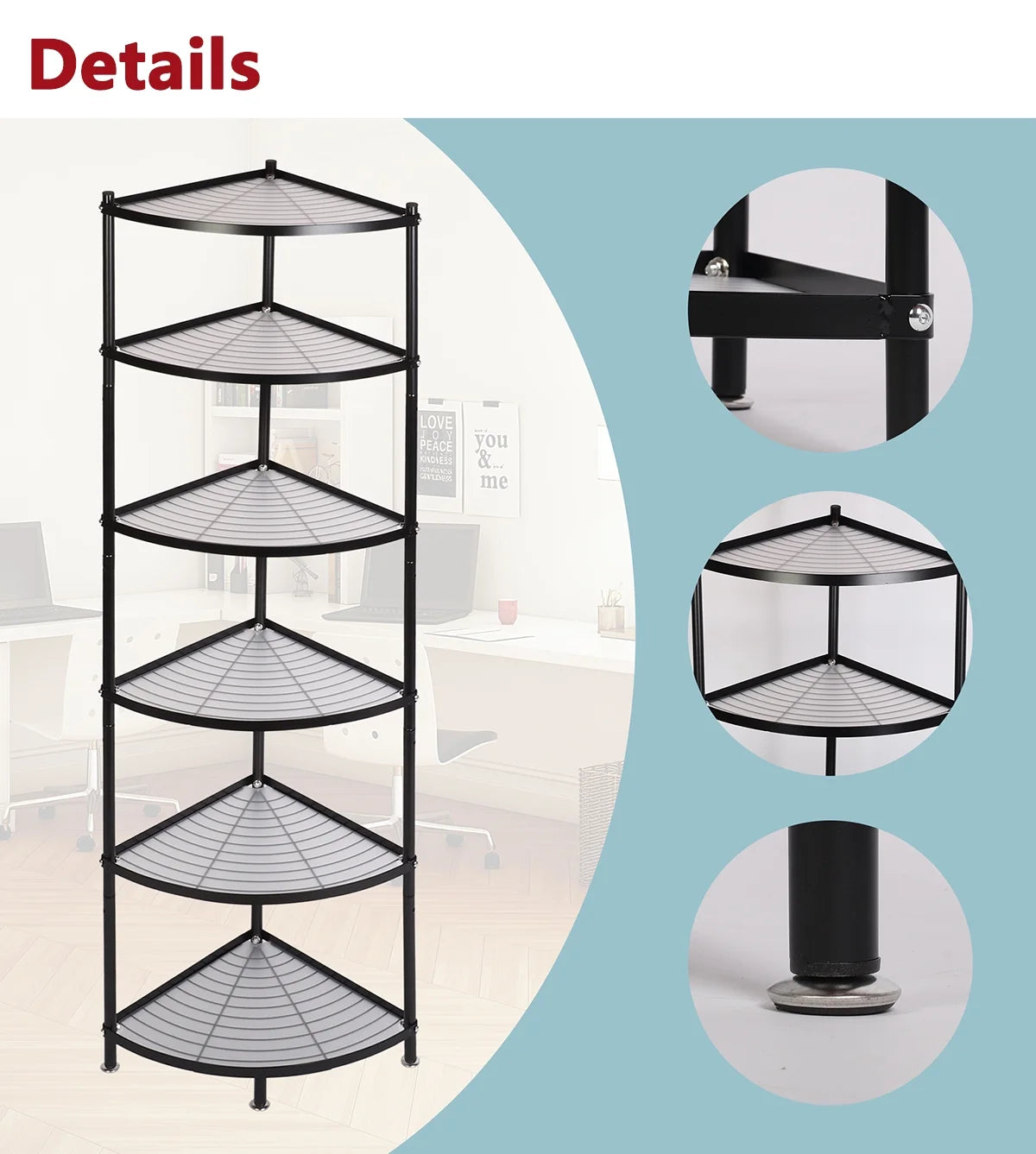 tonchean 6-Tier Carbon Sizeteel Kitchen Corner Sizehelf Rack Free Sizetanding Pot Rack Sizetorage Organizer