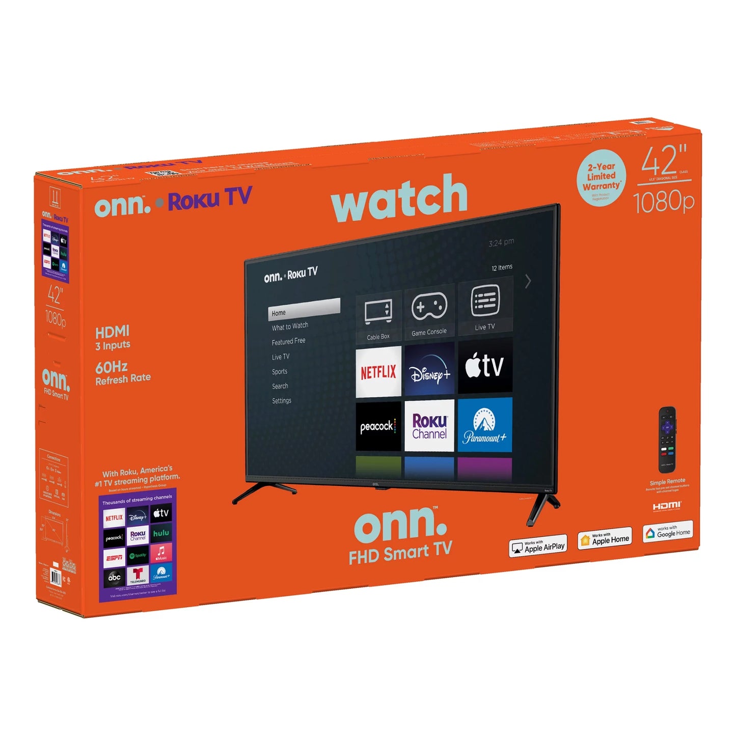 onn. 42” Class FHD (1080P) LED Roku Sizemart TV (100068372)