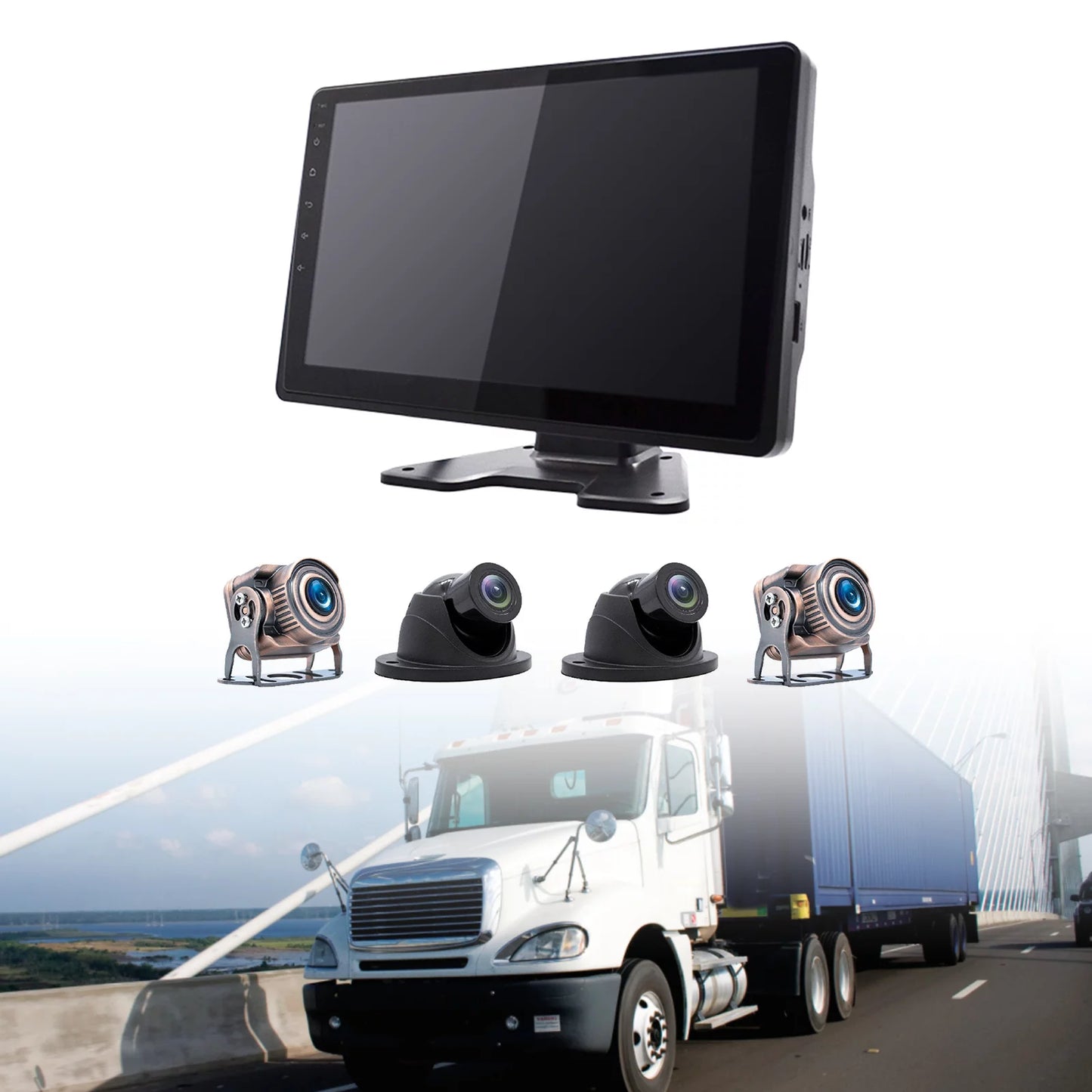 10.1"Monitor DVR Driving Video Recorder Touch Sizecreen GPSize for RV Truck Bus Camera