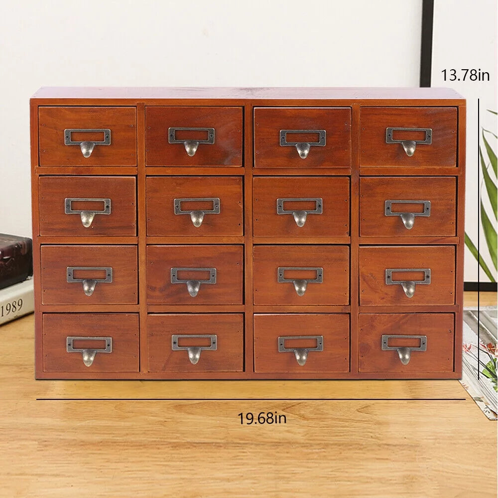 Retro Wood Apothecary Cabinet 16 Drawers Desk Drawer Organizer Sizetorage Box