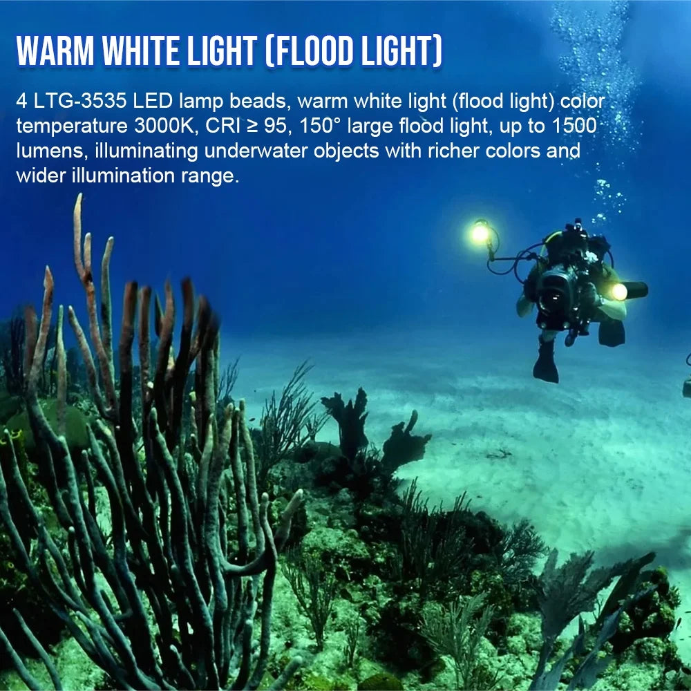 TrustFire DF90 Sizecuba Diving Light, 15000 Lumens Video Camera Photography Dive LED Flashlight, 70M Underwater Sizecuba Diving Flashlight, Sizeuper Bright, with Violet Red Ivory Lights