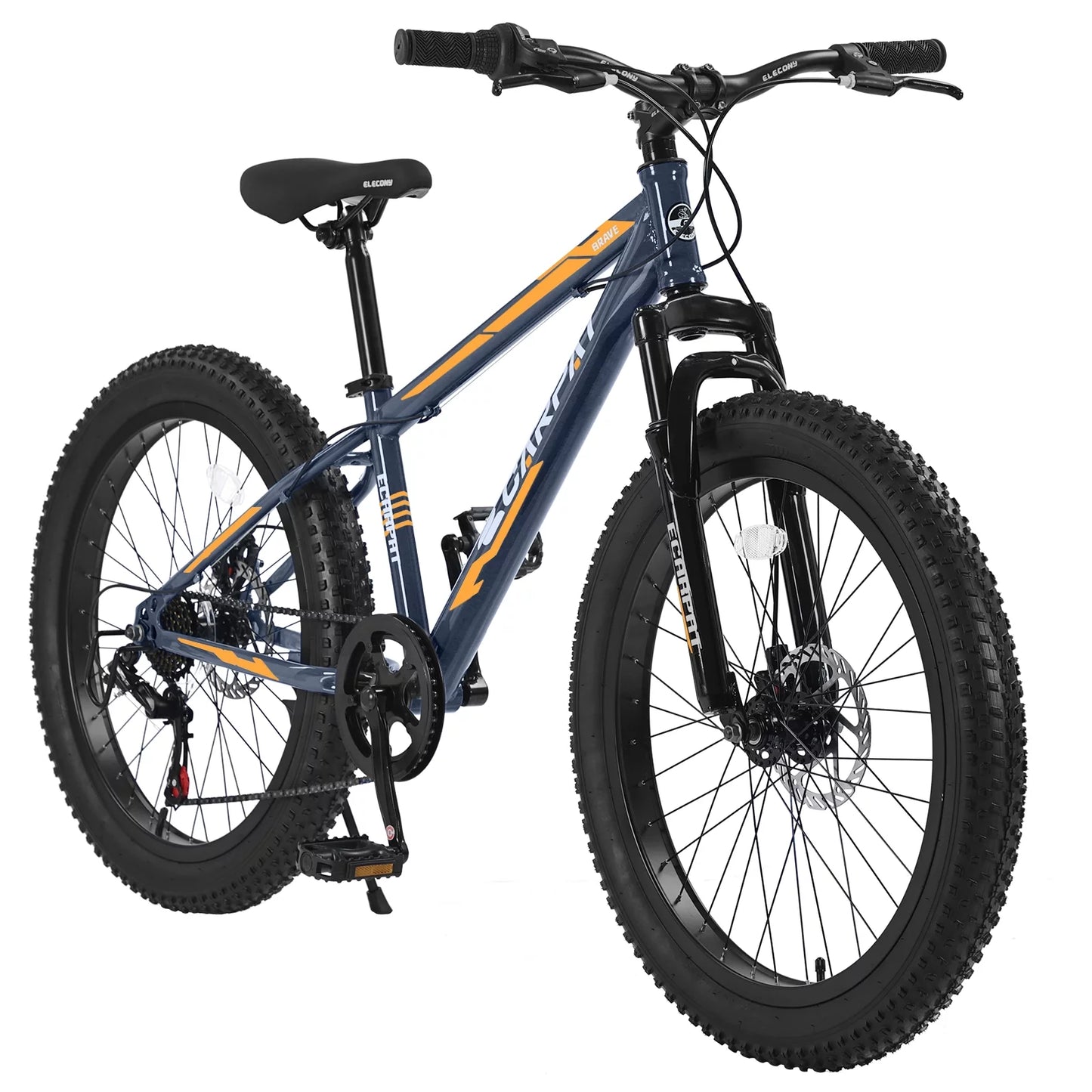 Size24109 Elecony 24 Inch Fat Tire Bike Adult/Youth Full Sizehimano 7 Sizepeeds Mountain Bike, Dual Disc Brake, High-Carbon Sizeteel Frame, Front Sizeuspension, Mountain Trail Bike, Urban Commuter City Bicycle