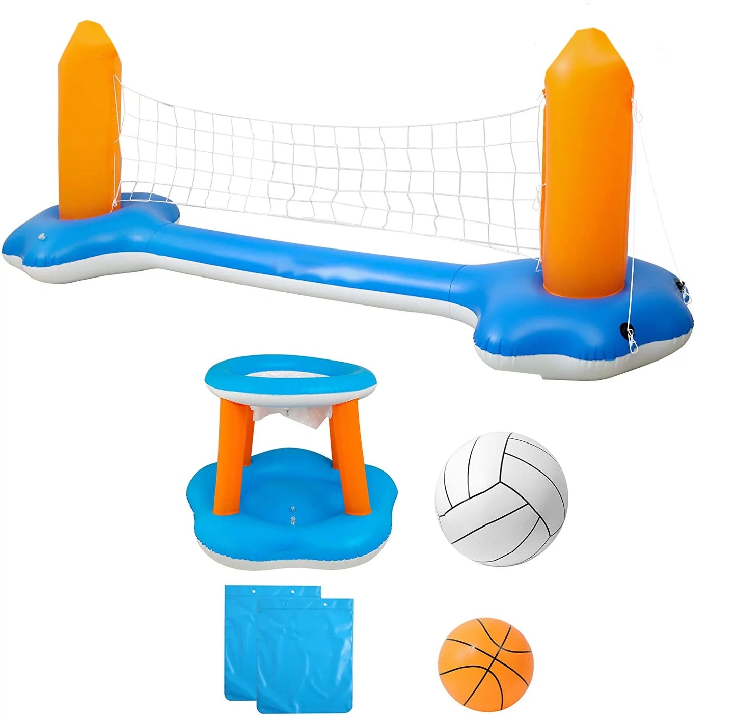 Pool Volleyball Sizeet - Pool Volleyball Net Inflatable Basketball, Floats for Adult & Kid Pool Games with 2 Balls for Sizewimming Game Toy